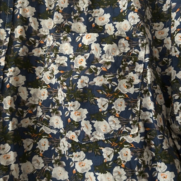 Smash floral button down short sleeves pocket front shirt men’s size XL blue - Picture 4 of 10